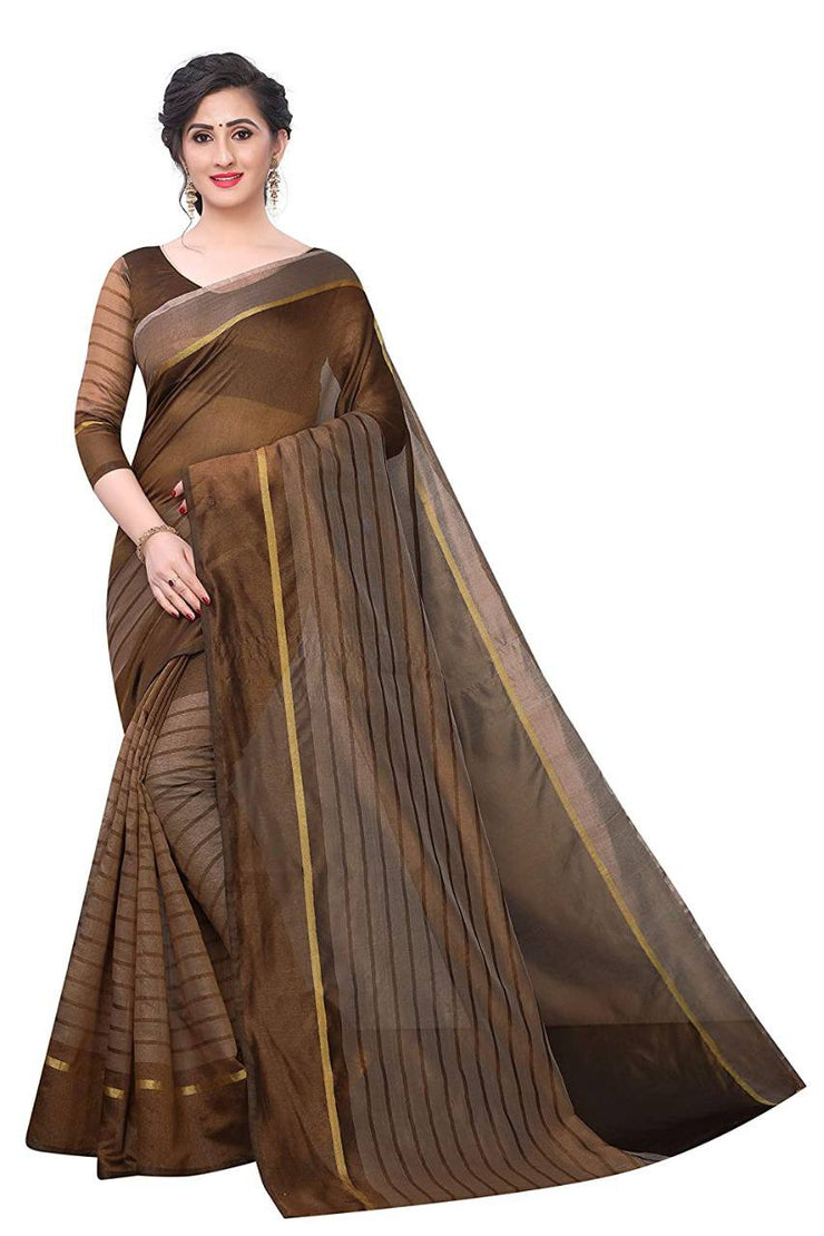 Women Designer Saree (Brown, 6.3 m)