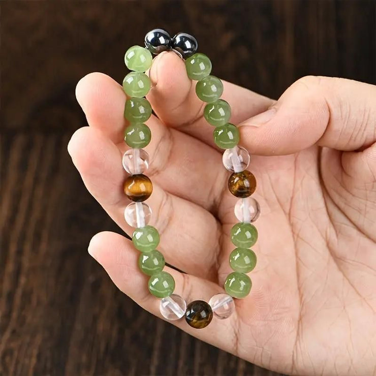 Tiger's Eye Stone and Crystal Beads Bracelet Pack of 1