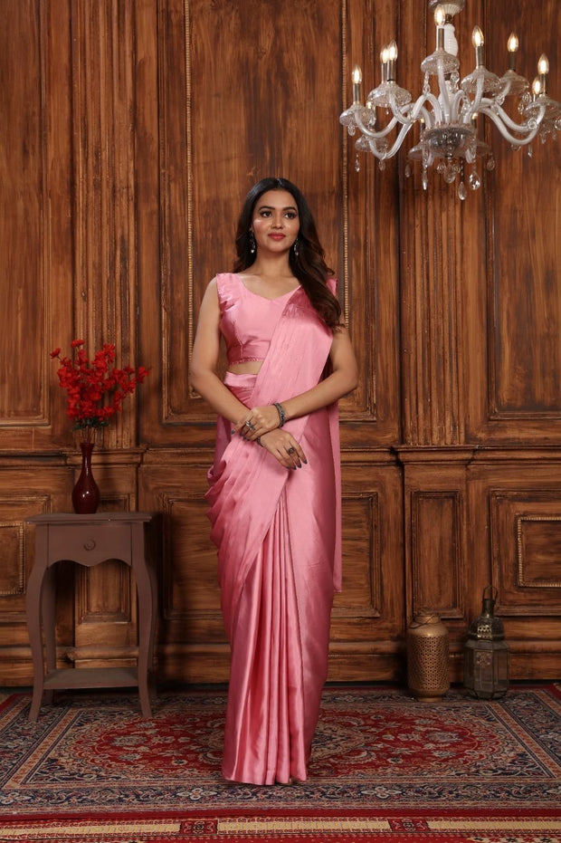 Pink Designer Soft Silk Ready to Wear Saree