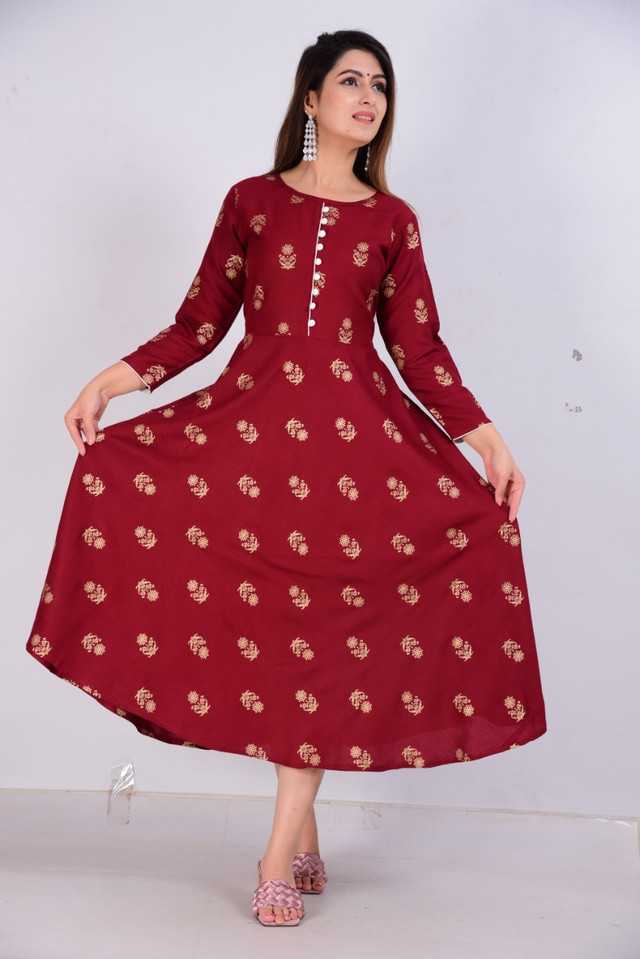 Aman Cotton Kurtis For Women (Maroon, S) (AE-105)