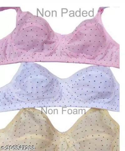 Non Padded Bra for Women (Multicolor, 28B) (Pack of 3)