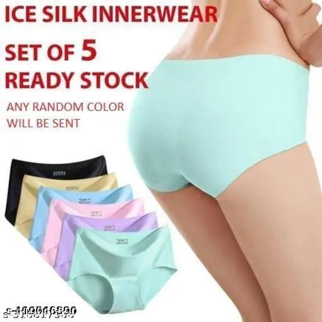 Silk Briefs for Women (Multicolor, S) (Pack of 5)